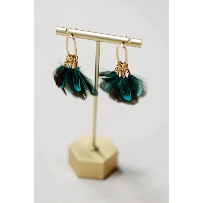 Peacock Feather Statement Tassel Earrings - Miles and Bishop