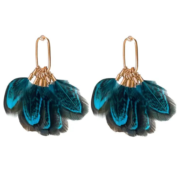 Peacock Feather Statement Tassel Earrings - Miles and Bishop