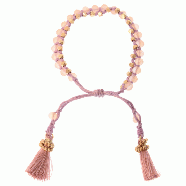 Pink Adjustable Beaded Cord Bracelet - Miles and Bishop