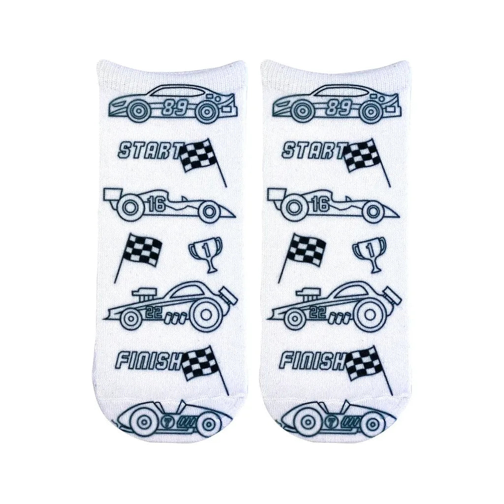 Race Car Coloring Socks - Miles and Bishop