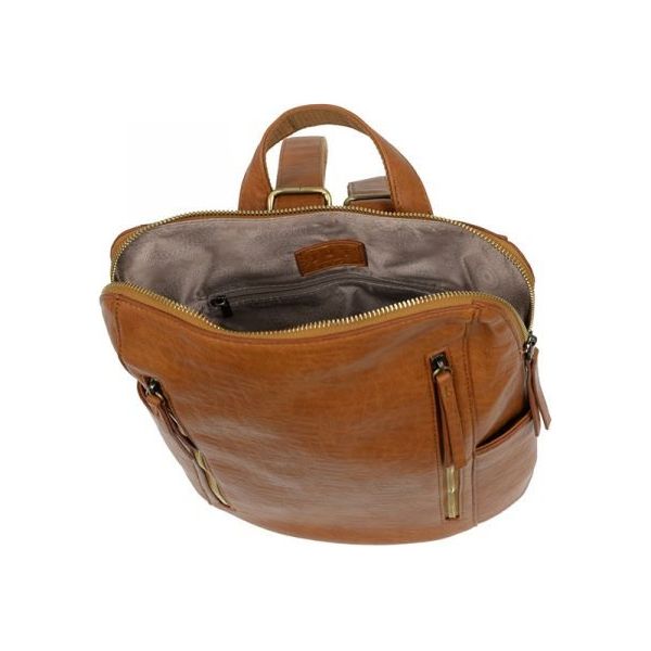 Raegan Cognac Double Zipper Backpack - Miles and Bishop