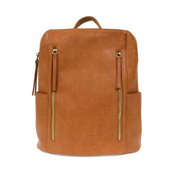 Raegan Cognac Double Zipper Backpack - Miles and Bishop