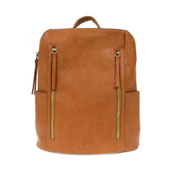 Raegan Cognac Double Zipper Backpack - Miles and Bishop