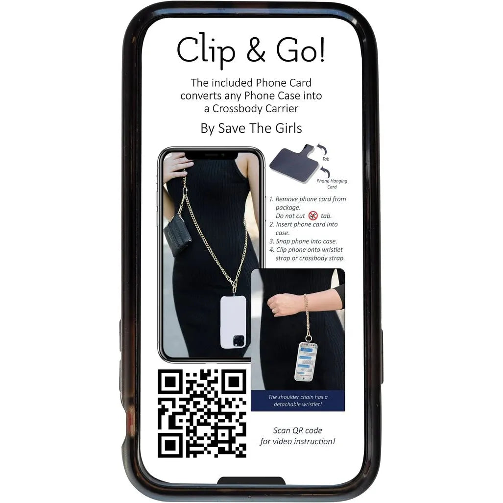 Save the Girls Clip & Go Chain with Zipper Pouch | Gunmetal - Miles and Bishop