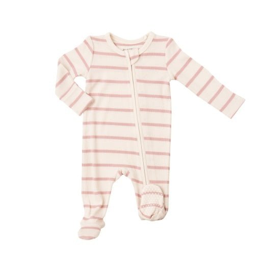 Silver Pink + Sugar Swizzle Zipper Footie - Miles and Bishop