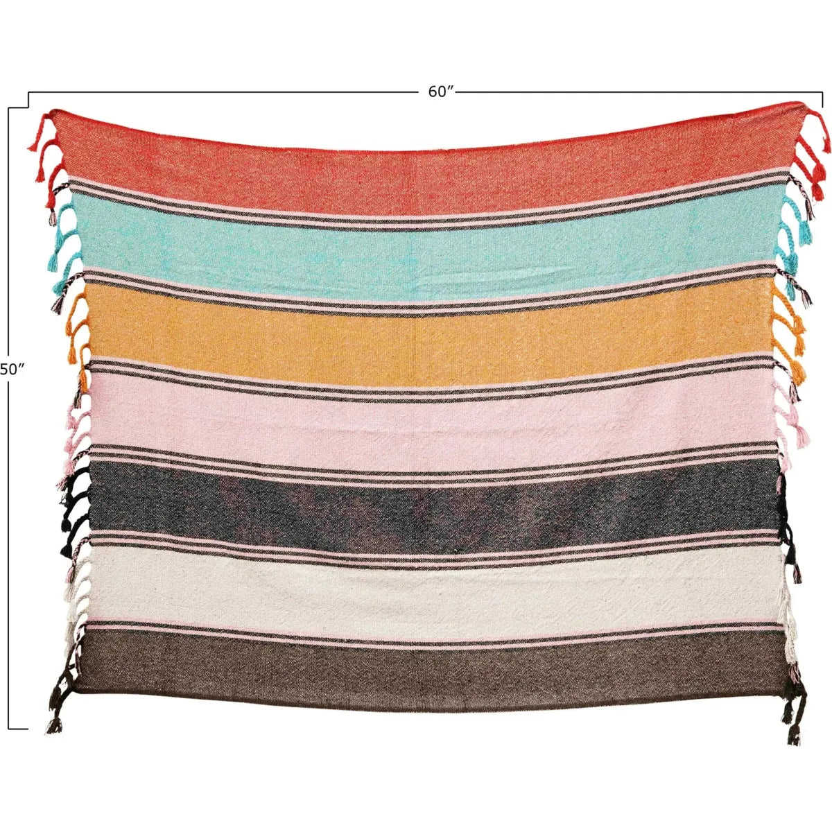 Striped Throw with Braids - Miles and Bishop