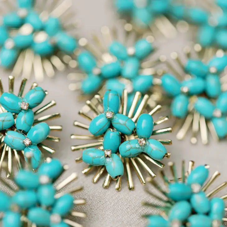 Turquoise Sunburst Statement Stud Earrings - Miles and Bishop