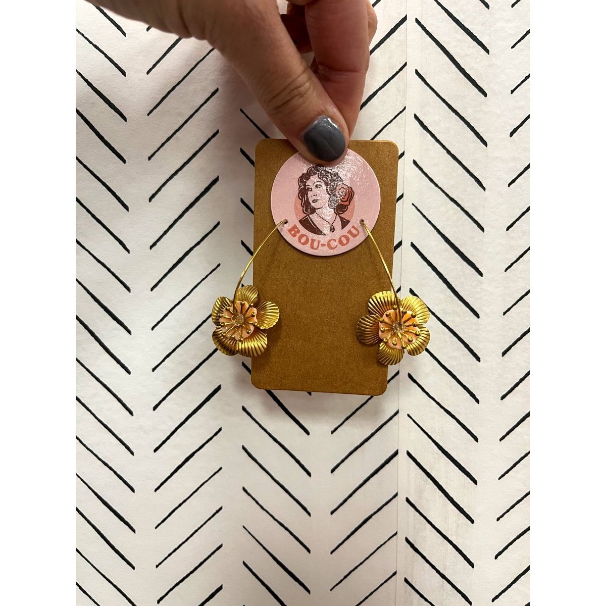Vintage Peach Flower Hoops - Miles and Bishop
