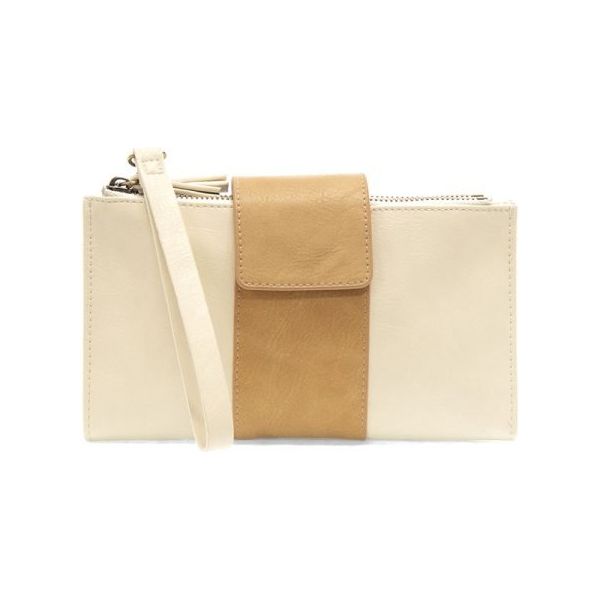 White & Tan Camryn Color-block Wallet Crossbody - Miles and Bishop