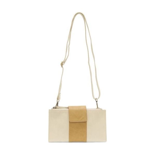 White & Tan Camryn Color-block Wallet Crossbody - Miles and Bishop