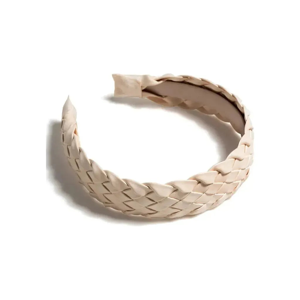 Woven Ivory Faux Leather Headband - Miles and Bishop